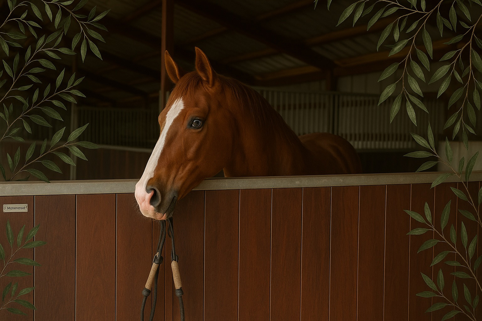 Hest I Stald Med Pilegrene